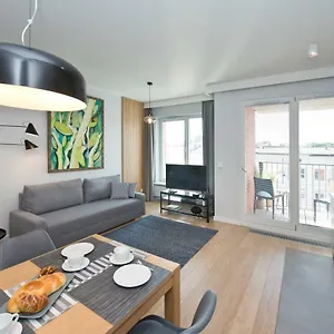 Chic Designer With Original Art And Old Town View Gdańsk
